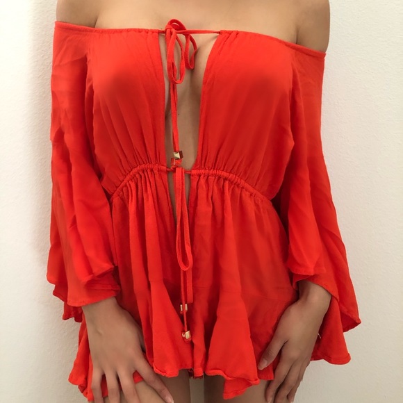 meshki red playsuit